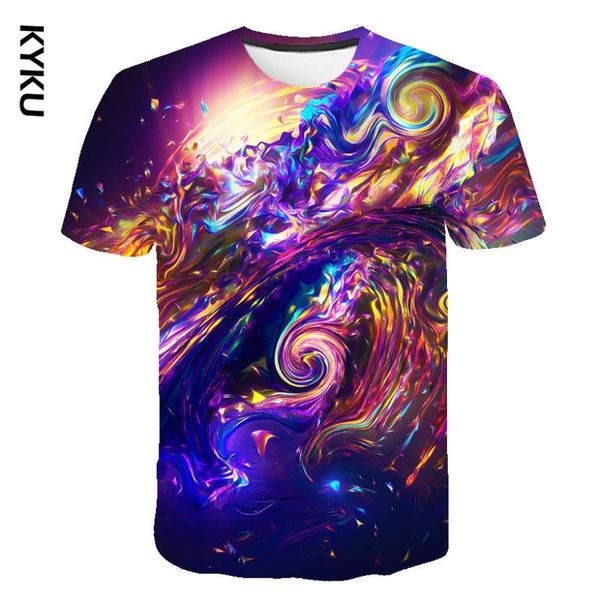 KYKU Летняя майка Мужчины Galaxy 3d печати T-Shirt Black Hole с коротким рукавом Головокружение Печати Tshirts Весёлого вскользь Tops