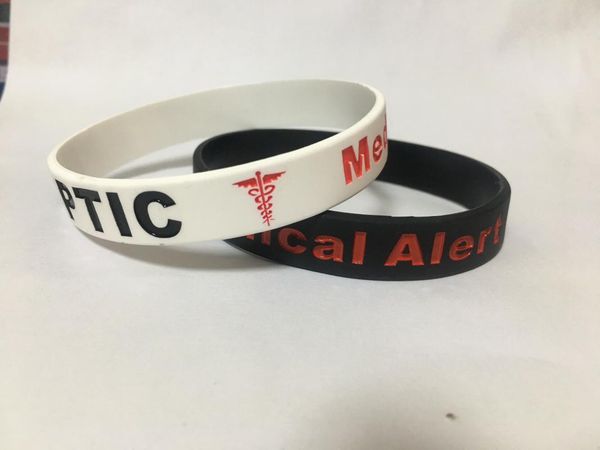 

2 pc epileptic alert sport silikon silicone bracelet 2pc black ng