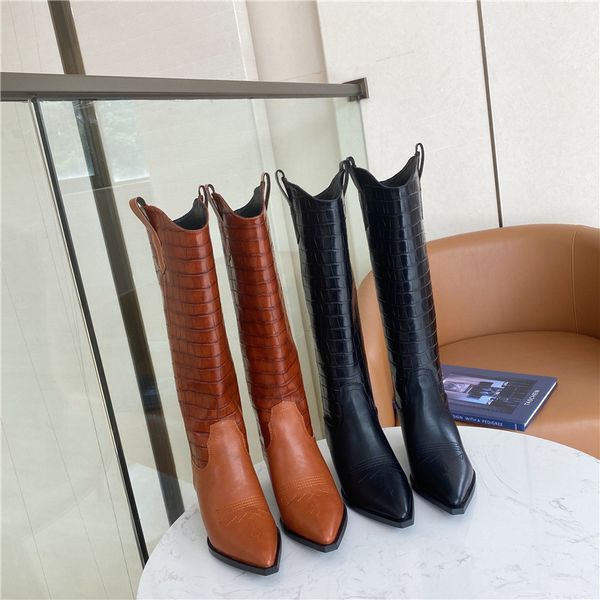 

boots women new 2020 women's rubber shoes rain booties ladies thigh high heels high over-the-knee cowboy, Black