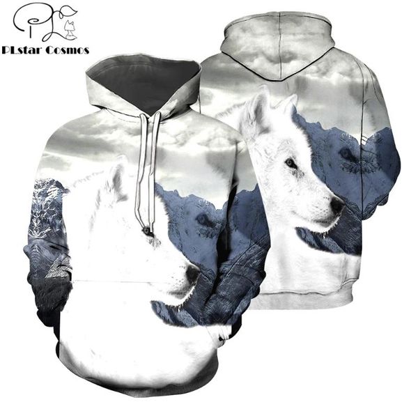

2020 fashion men hoodies white wolf animal 3d all over printed sweatshirt/zip hoodie harajuku streetwear casual hoody, Black