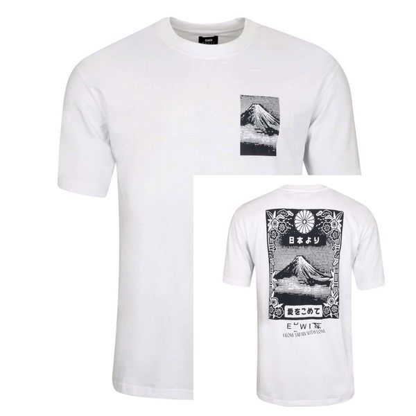 

edwin от горы фудзи t-shirt white одежды мытый - реализация дизайн футболки повседневная прохладный