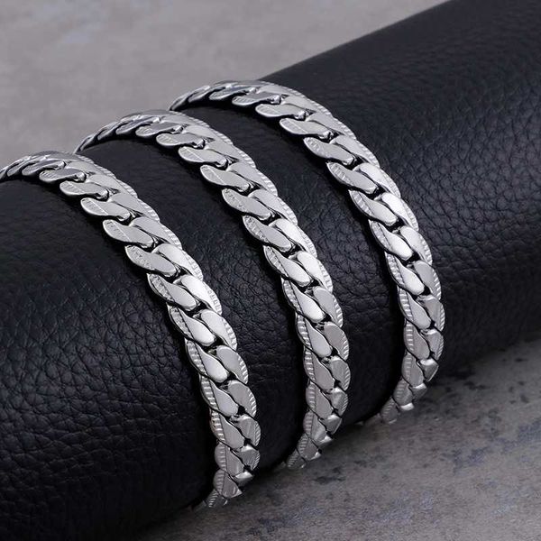 

мужчины 8.5mm 24 «» (60 см) из нержавеющей стали мода hip-hop flat link ожерелье цепи новенькие, Silver