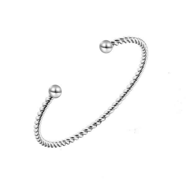 

style men's fashion twisted bracelet simple and generous twisted steel color titanium steel bracelet, Black