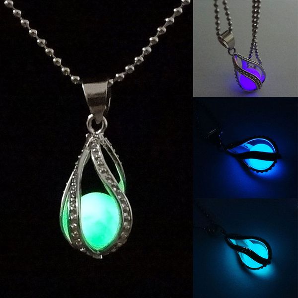 

newly fashion teardrop necklace glow in the dark pendant the little mermaid romantic b99, Silver