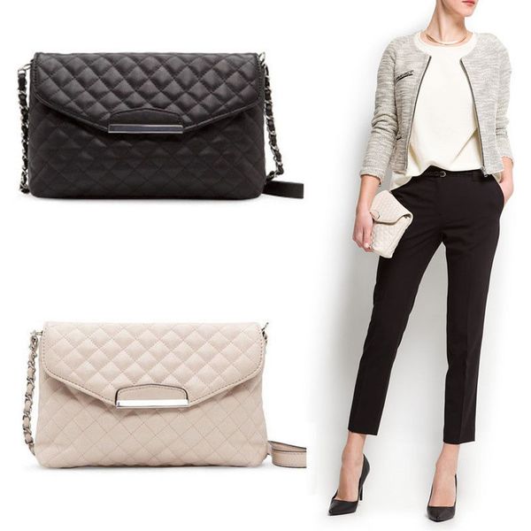 

fashion women small boho handbags faux pu leather chain plaid clutch handbag 24*15*5cm purse single crossbody messenger bag