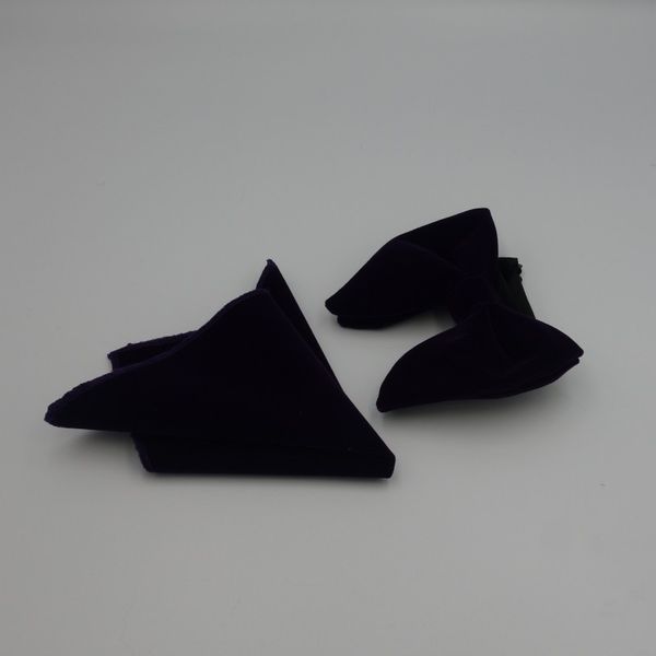 

ikepeibao fashion velvet men's dark purple solid bowtie sets with hankie unique tuxedo bow tie hanky necktie accessories, Blue;purple