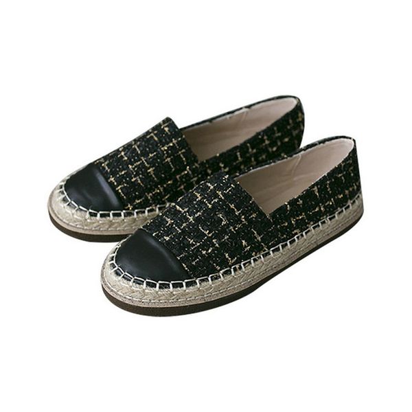 

fisherman's shoes women's 2020 new flat-bottomed straw lazy slip-on loafers black white flat canvas shoes fashion zapatos mujer