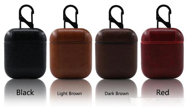 

pu leather airpods case for apple airpods leather cover with hook clasp for airpods airpod leather case