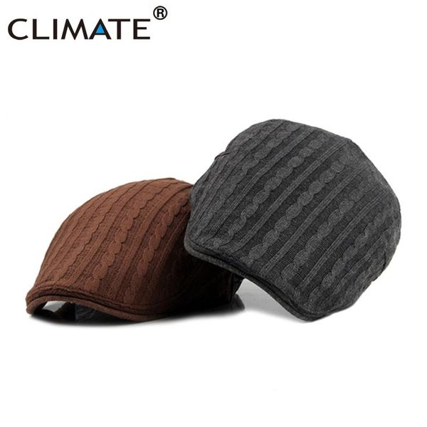 

climate men vintage beret hat men winter warm retro beret for casual thickened flat cap flat caps for man, Blue;gray