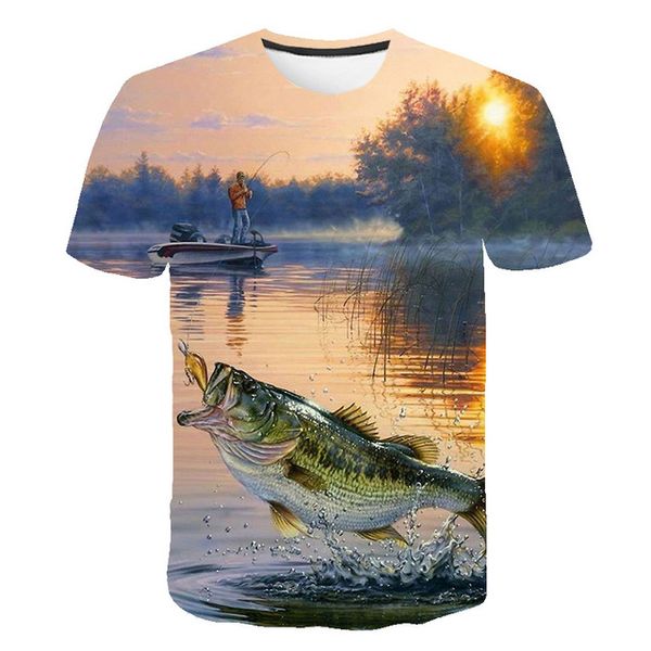 

fishing fish new o collar summer 3d print shirts hippie graphic hentai men clothing