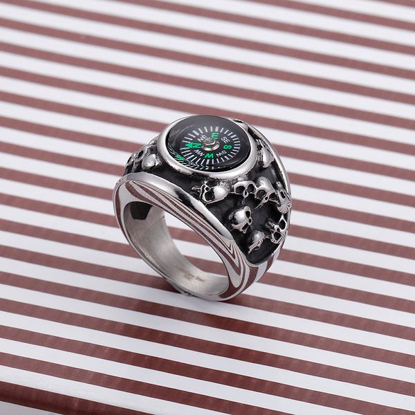

новое творческое кольцо из нержавеющей стали новый титана стали кольцо компаса ретро скелет оптовой, Golden;silver