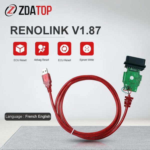 

renolink v1.87 obd2 ecu programmer key coding uch matching dashboard coding ecu resetting functions