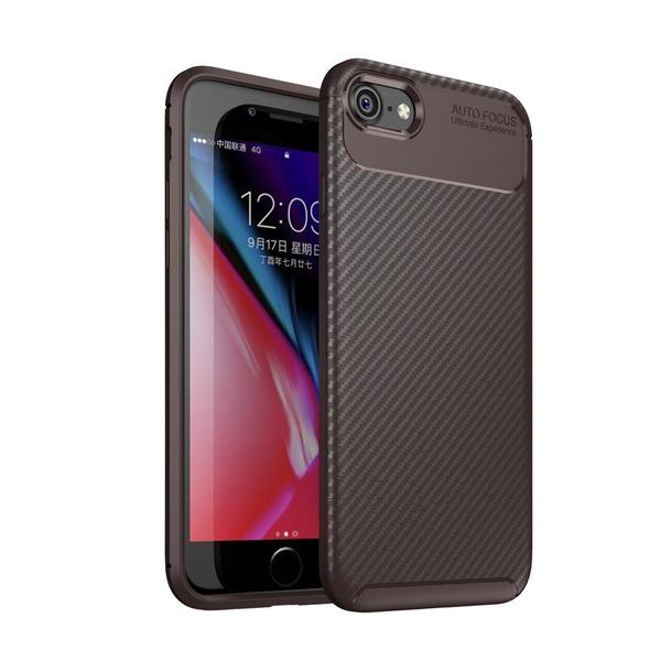 

luxury anti-fall tpu carbon fiber phone back cover frosted concise smart phone protective case for iphone 8