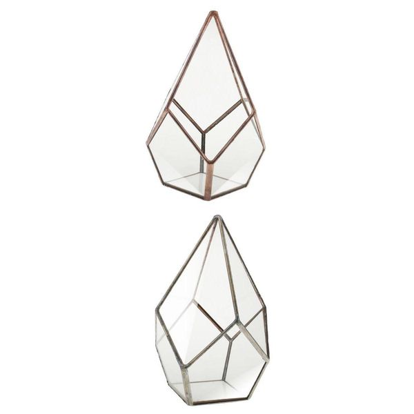 

2 pieces air planter succulent diamond glass geometric terrarium 16x16x25cm