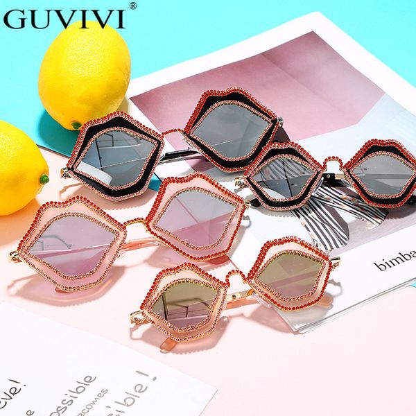 

diamond steampunk women grils mirror punk lip men boys anti-reflective rhinestone sunglasses kids eyewear r99o, White;black