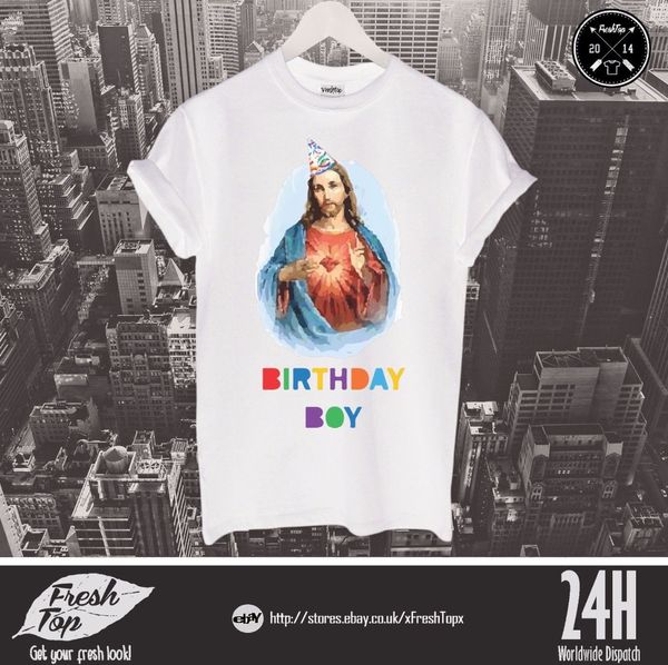 

2020 men's fashion jesus christ birthday boy t shirt merry christmas funny happy holiday gift funny cotton tee