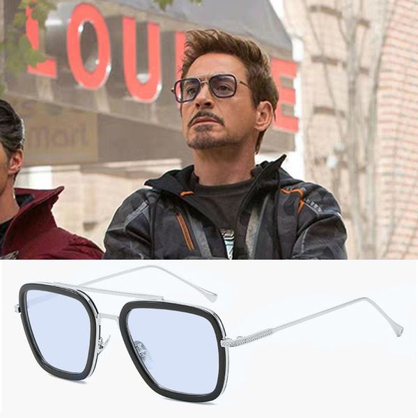 

toyearn 2020 brand design square sunglasses men women infinity war iron man super star sun glasses for male, White;black