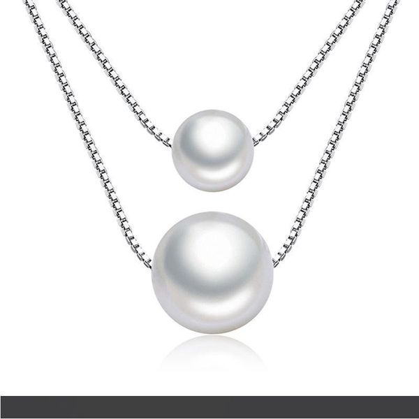 

dainty layered choker necklaces handmade pearl pendant multilayer adjustable layering chain sliver necklaces set for women girls, Silver