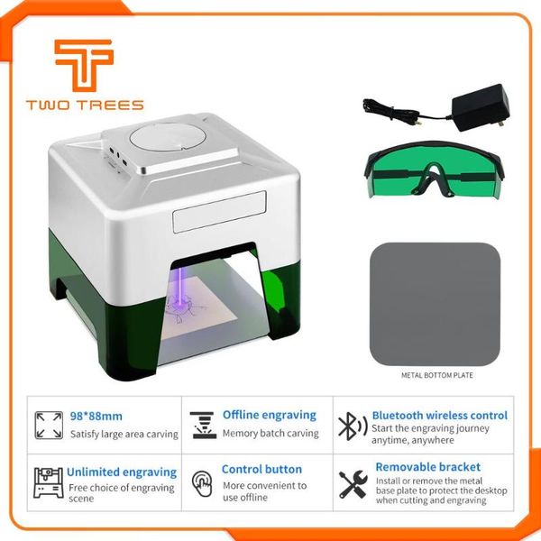 

printers 98x88mm mini bluetooth laser 2500mw cnc engraving machine 2axis 3d printer diy deskwood router/cutter/laser goggles gift