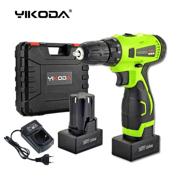 

professiona electric drills 25v cordless drill rechargeable hand diy screwdriver power tools two lithium battery plastic case pack
