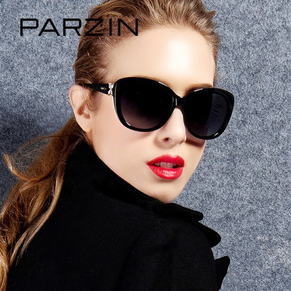 

parzin brand real polarized glasses cat eye women's sunglasses for driving big frame sunglasses with packing 9612, Silver
