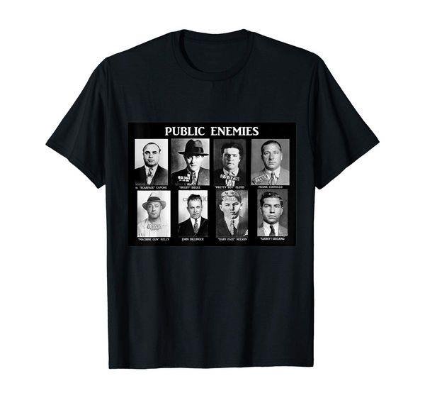 

public enemies wanted dead or alive mobsters gangsters tee shirt loose size ajax