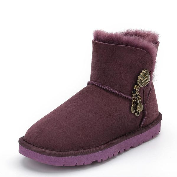 

2020 real wool sheepskin fur women's winter classic woman snow boots genuine sheepskin warm boots shoes, Black