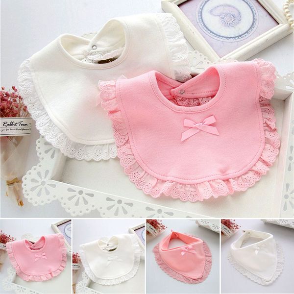 

hair accessories cute girls boys burp cloth infant bibs baberos saliva towels fashion cotton born lace bow baby k0271, Slivery;white