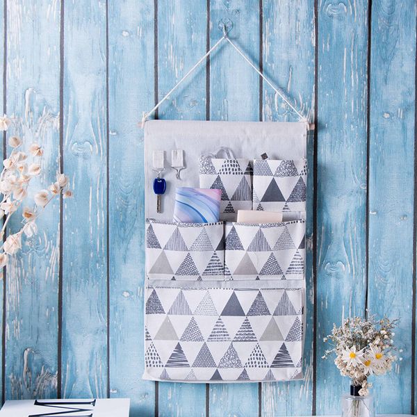 

storage boxes & bins 55*34cm washable wall hanging bag home kitchen door organizer with 5 pocket and key hook