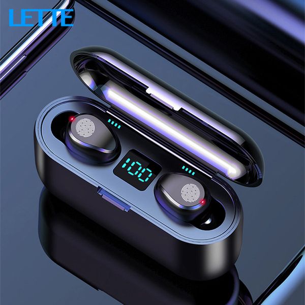 

f9 bluetooth 5.0 earphone 3500mah case power ipx7 waterproof 9d noise reduction wireless tws earbuds led display hd call