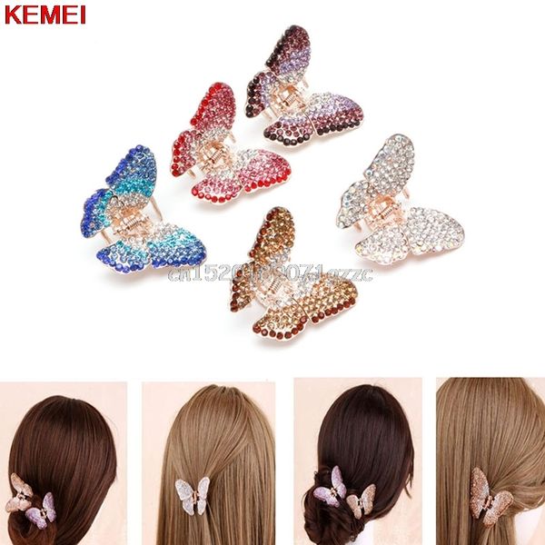 

fashion women girl butterfly claw crystal rhinestone hair clip clamp hairpin jaw #h027#, Golden;silver