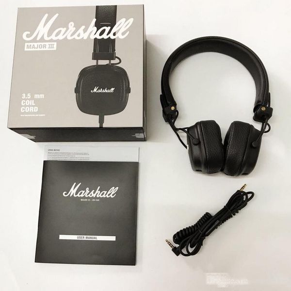 

marshall major iii 3.0 wired headphones dj headphone deep bass noise isolating headset earphone for iphone xr samsung smart phone