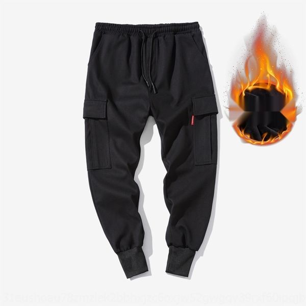 

k61091 winter plus men's large label velvet men's large size casual ankle-binding trousers three-dimensional pocket cloth label p5, Blue