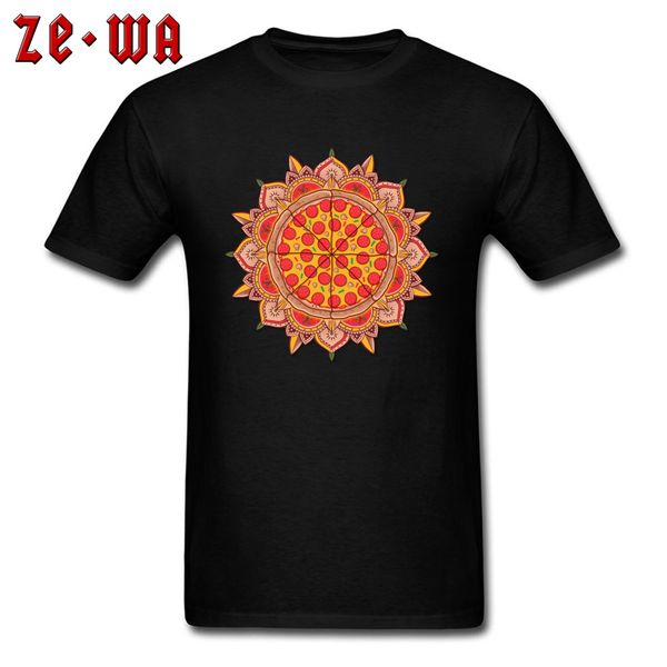 

fitness clothing sacred mandala pizza t-shirts o neck 100% cotton hip hop streetwear graphic tee shirts homme tshirt men