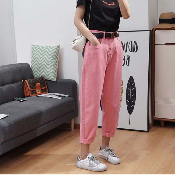 

women's jeans women 2021 spring autumn harem pants female fashion high waist loose denim ladies buttons plus size trousers x234, Blue