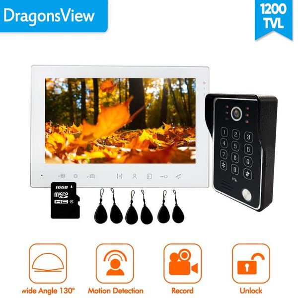 

video door phones [wide angle] dragonsview 7 inch phone aluminum alloy rfid password doorbell with camera intercom system unlock