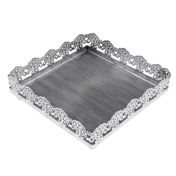 

square cake stand metal hollow lace fruit plate wedding home decor silver