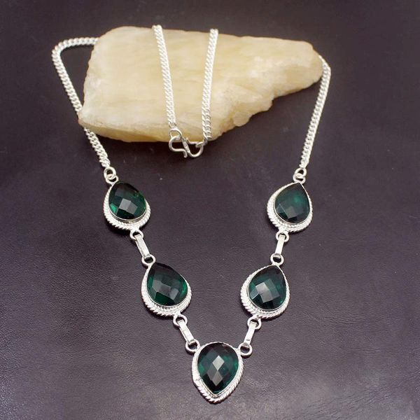

elegant cute shiny natural green z925 sterling silver color pendant necklace women charm jewelry 18 inch h201