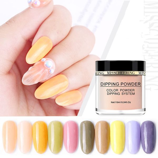 

nail glitter 1 box nude acrylic dipping powder 10ml french polymer tip crystal glass candy color without lamp cure, Silver;gold