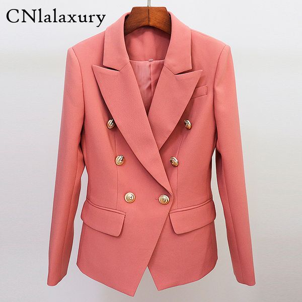 

2020 runway designer blazer femme women's classic lion button coat double breasted slim fitting blazer jacket mujer chaqueta, White;black