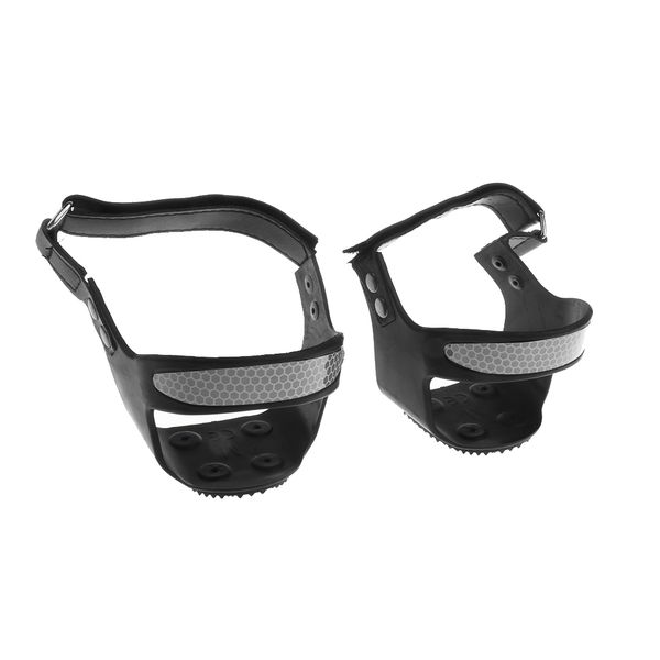

strap-on heel traction cleat grips ice snow crampons, easily attaches over heel of shoe/boot, anti-slip and reflective