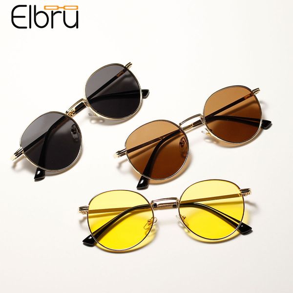 

sunglasses elbru metal round ocean transparent color lens sunshades women fashion stylish glasses driving spectacles for men, White;black