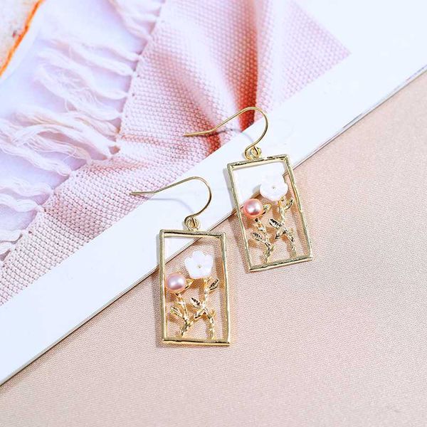 

daimi pearl earrings flowers pattern 3-4mm natural pearl earrings for women gift, Silver