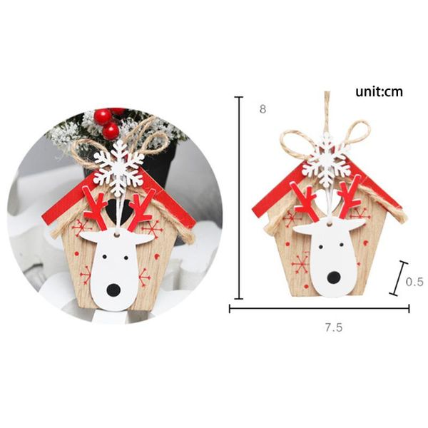 

christmas decorations 4pcs printed wooden pendants ornaments xmas tree ornament diy wood crafts window accessories
