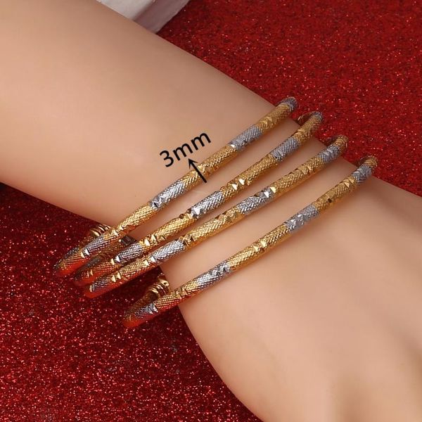 Bangle Dubai Bangles Mulheres Homens 4 Pcs Dois Tons Pulseiras Africano Europeu Etiópia Meninas Jóias Noiva Gift1240Q