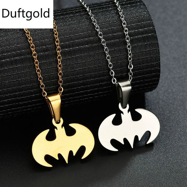 

pendant necklaces stainless steel bat necklace punk gold simple simulation animal choker for women fashion jewelry accessories schmuck, Silver