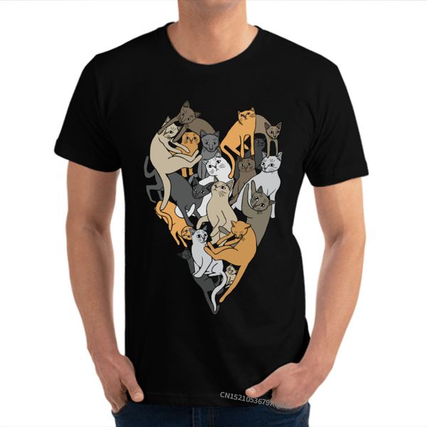 

mens summer t shirt cat heart oversized male t-shirts o neck camisas 100% cotton shirts printing shirt