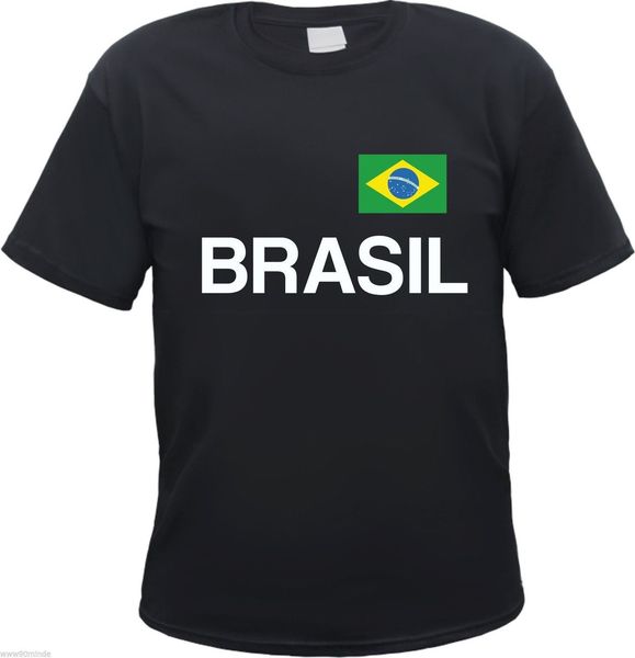 

бразилия t-shirt - текст и флаг давление - размер s в 3xl - черная футболка