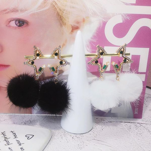 

creative hair ball silver needle earrings fashion personality occident korean style jewelry decoration 1 pair, Golden