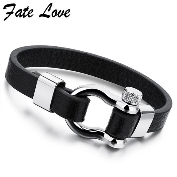 

trendy jewelry leather bracelet men stainless steel brand mens jewellery accessories handmade black bracelets & bangles pulseras, Golden;silver
